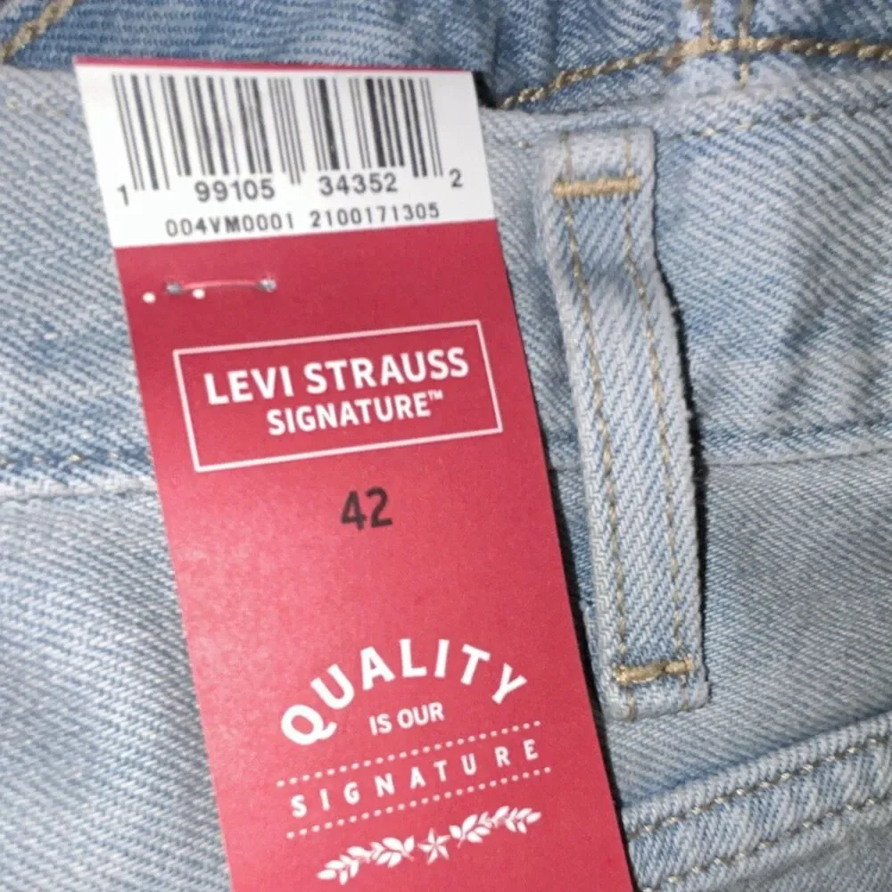 Levis Strauss Signature Men's Big and Tall Classic Denim Shorts, Size 42, Blue